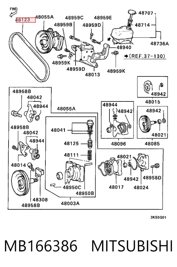 Ремінь генератора MB166386 Mitsubishi