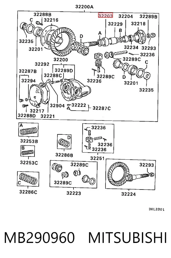 Підшипник диференціалу переднього моста MB290960 Mitsubishi