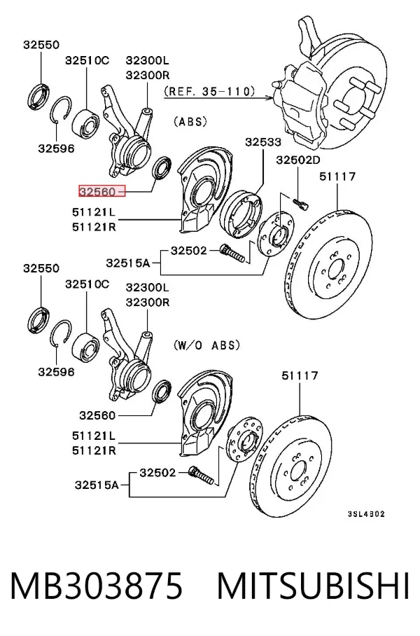 Сальник передньої маточини, зовнішній MB303875 Mitsubishi