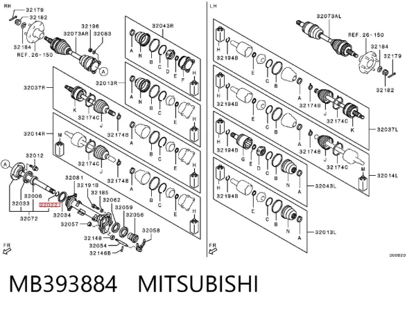 Кільце стопорне підшипника передньої маточини MB393884 Mitsubishi