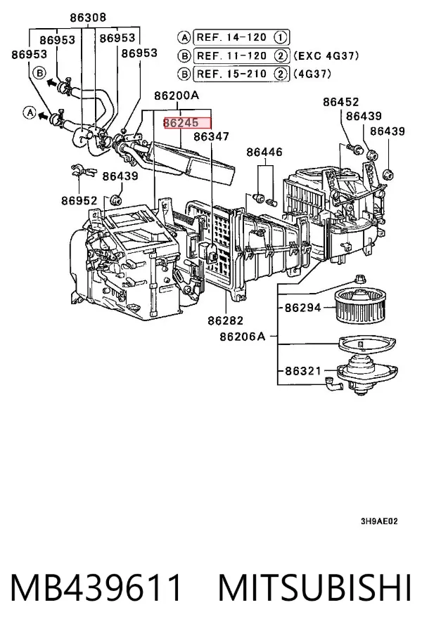 Радіатор пічки MB439611 Mitsubishi