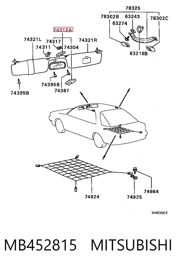 Дзеркало салону MB452815 Mitsubishi