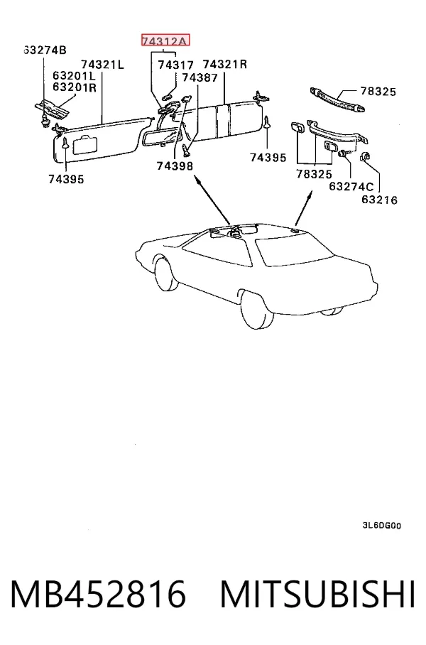 Дзеркало салону MB452816 Mitsubishi