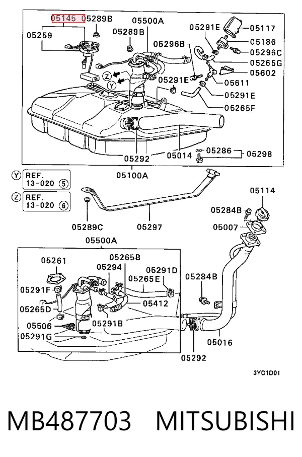 Датчик рівня палива MB487703 Mitsubishi