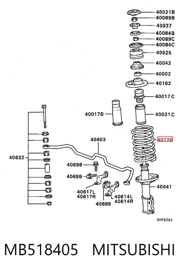 Пружина передня MB518405 Mitsubishi