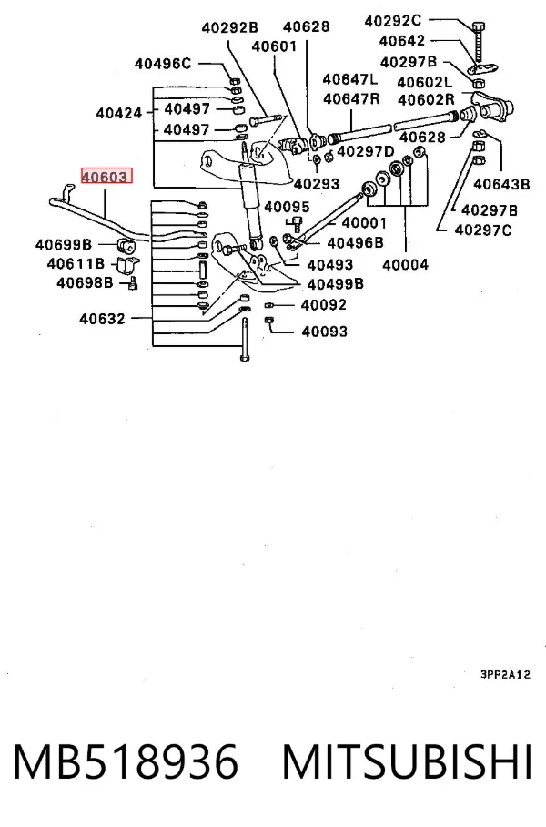 Передній стабілізатор Mitsubishi L 300 P0W, P1W, P2W