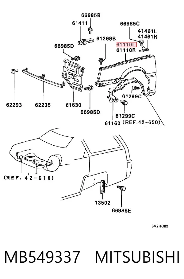 Крило переднє ліве MB549337 Mitsubishi
