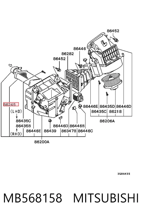 Радіатор пічки MB568158 Mitsubishi