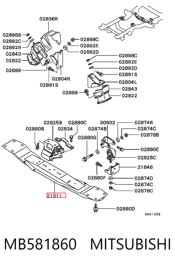 Балка кріплення коробки передач MB581860 Mitsubishi