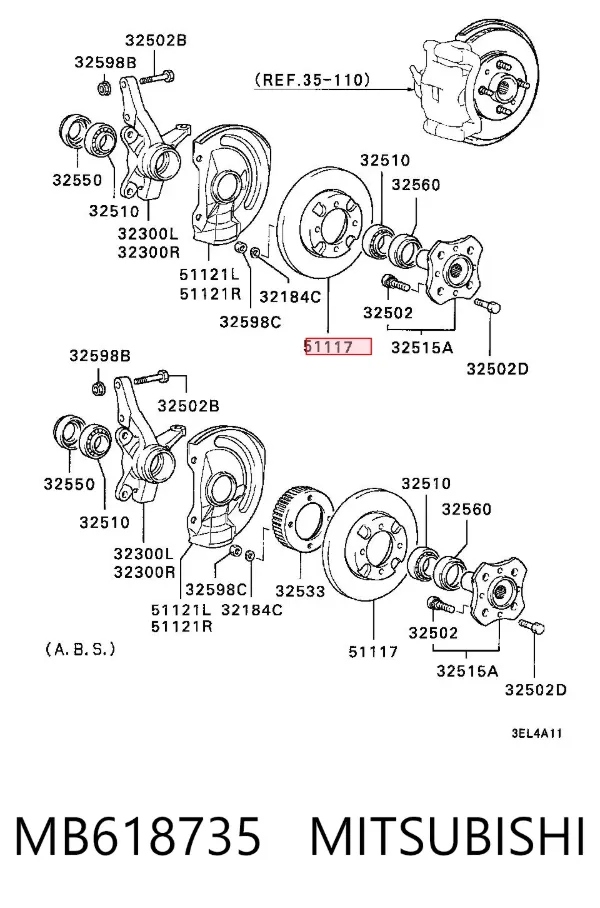 Гальмівні диски передні MB618735 Mitsubishi