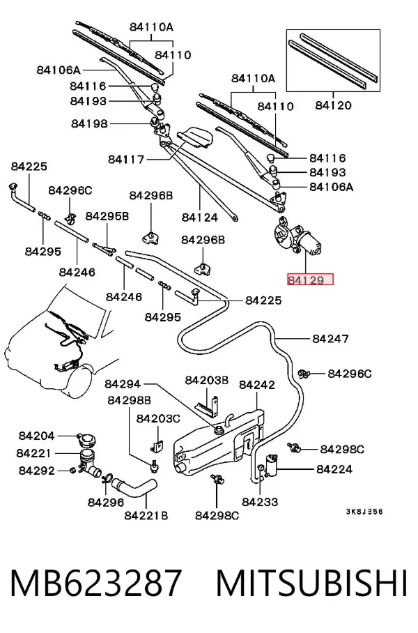 Двигун склоочисника лобового скла (трапеції) MB623287 Mitsubishi