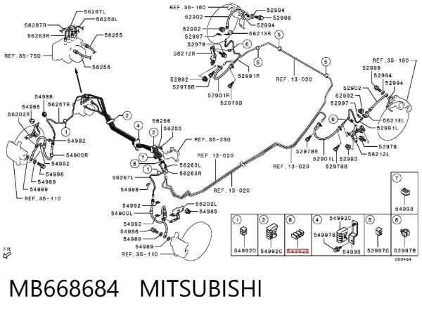 Скоба гальмівної трубки MB668684 Mitsubishi