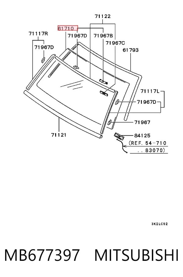 Лобове скло MB677397 Mitsubishi