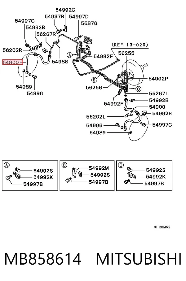 Гальмівні шланги передні MB858614 Mitsubishi