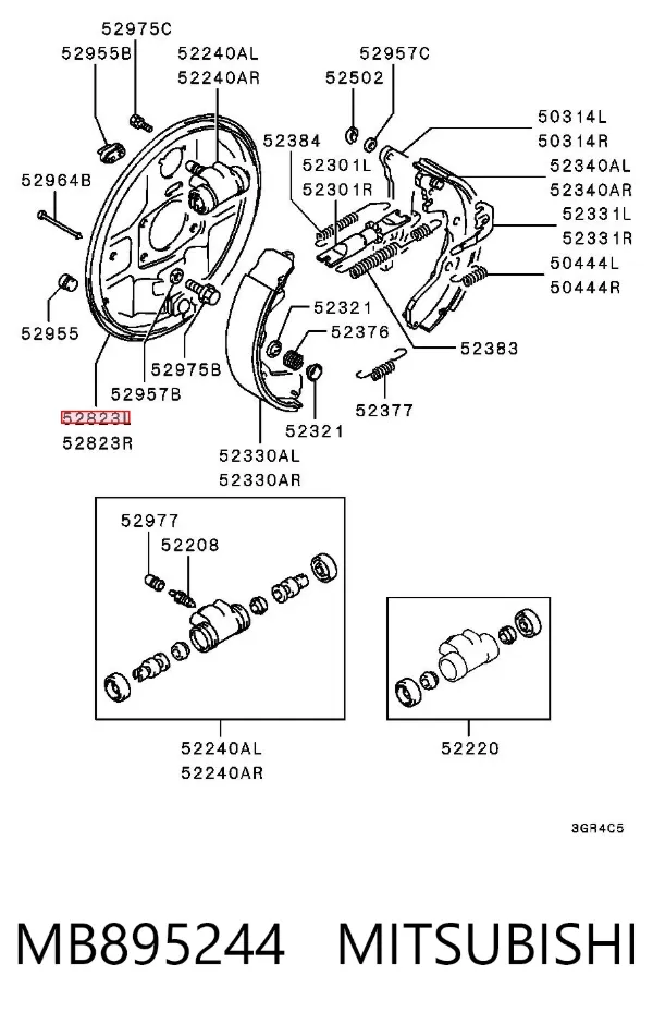 Пристрій гальмівне задніх гальм MB895244 Mitsubishi