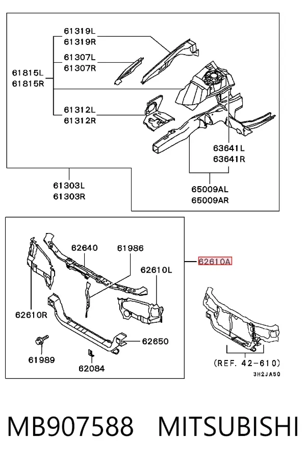 Рамка радіатора MB907588 Mitsubishi