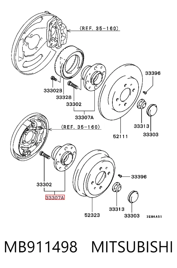 Задня маточина MB911498 Mitsubishi