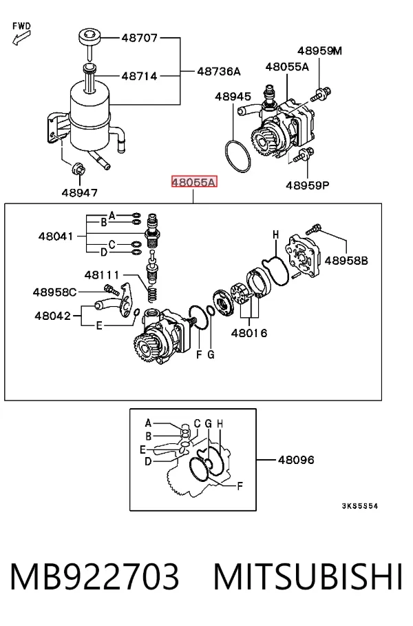 Насос ГУР MB922703 Mitsubishi