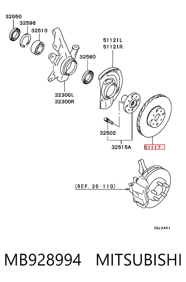 Гальмівні диски передні MB928994 Mitsubishi