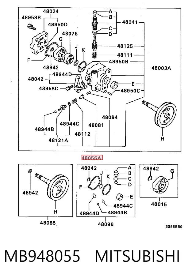 Насос ГУР MB948055 Mitsubishi
