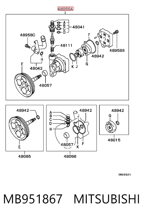 Насос ГУР MB951867 Mitsubishi