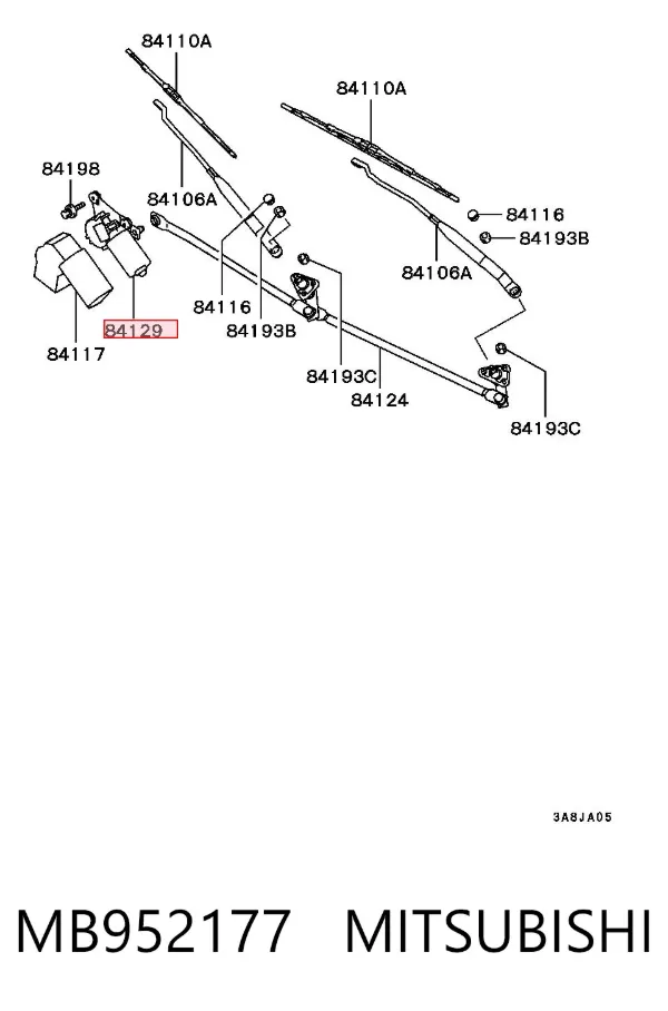Двигун склоочисника лобового скла (трапеції) MB952177 Mitsubishi