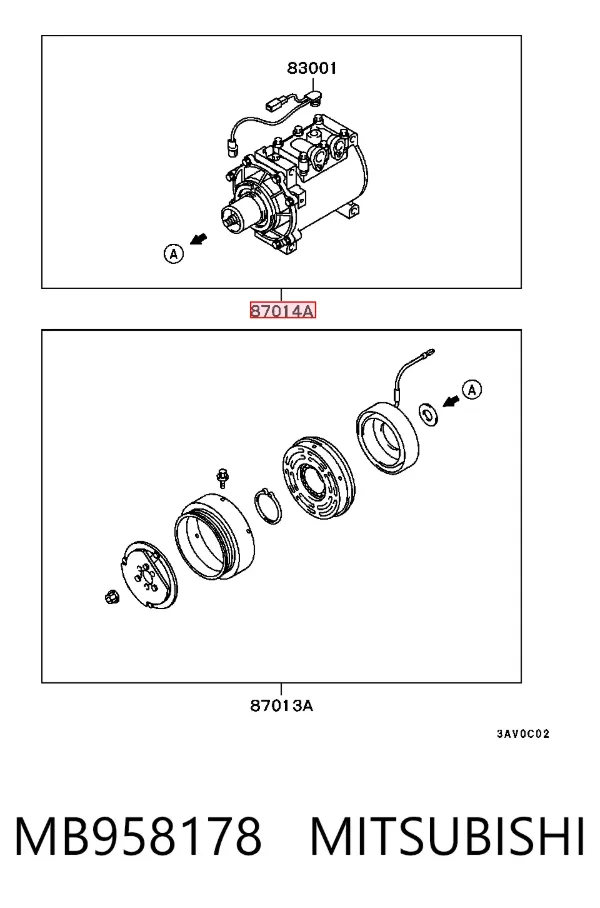 Компресор кондиціонера MB958178 Mitsubishi