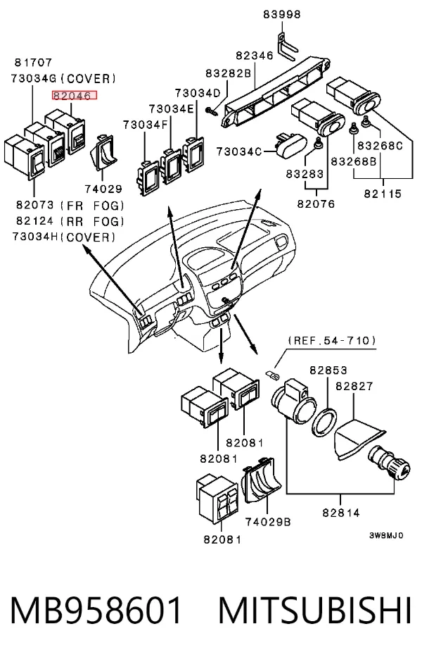 Кнопка коректора фар MB958601 Mitsubishi