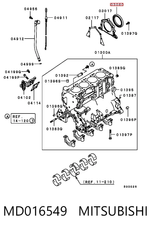 Сальник колінвала задній MD016549 Mitsubishi