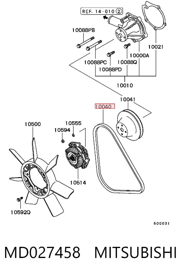 Ремінь генератора MD027458 Mitsubishi