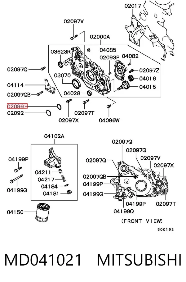 Прокладка передньої кришки двигуна MD041021 Mitsubishi