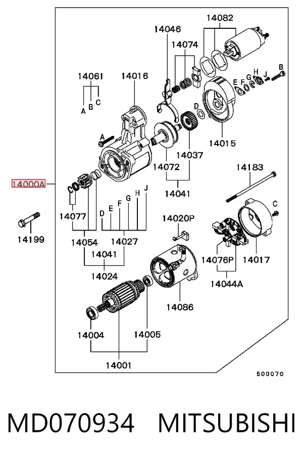 Стартер MD070934 Mitsubishi