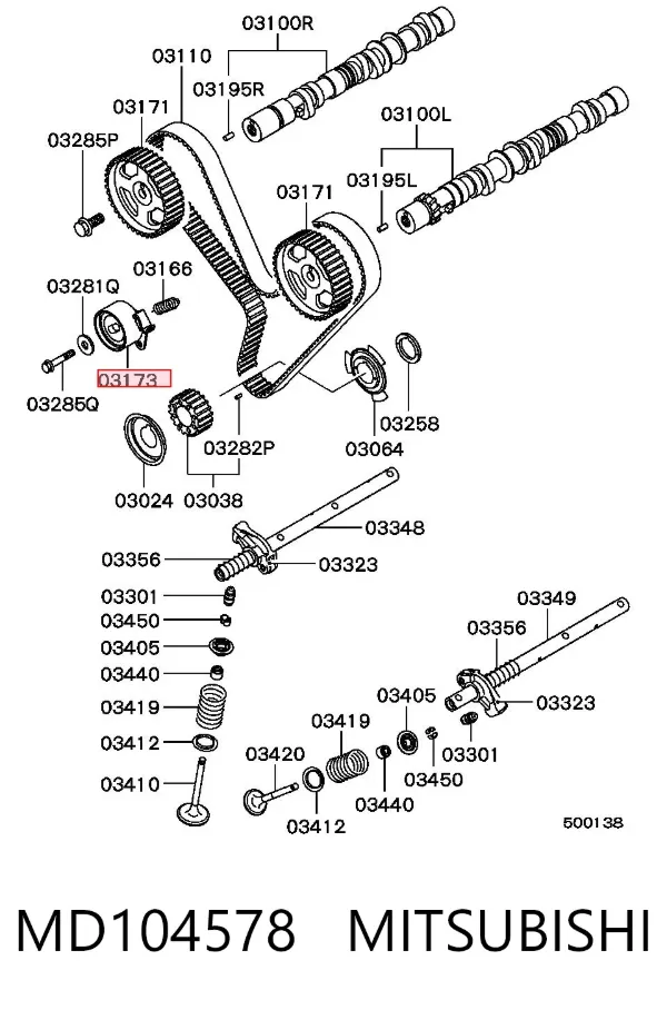 Ролик натягувача ременя ГРМ MD104578 Mitsubishi