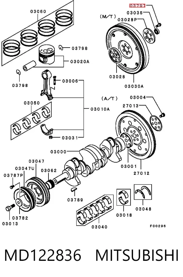 Болт кріплення маховика MD122836 Mitsubishi