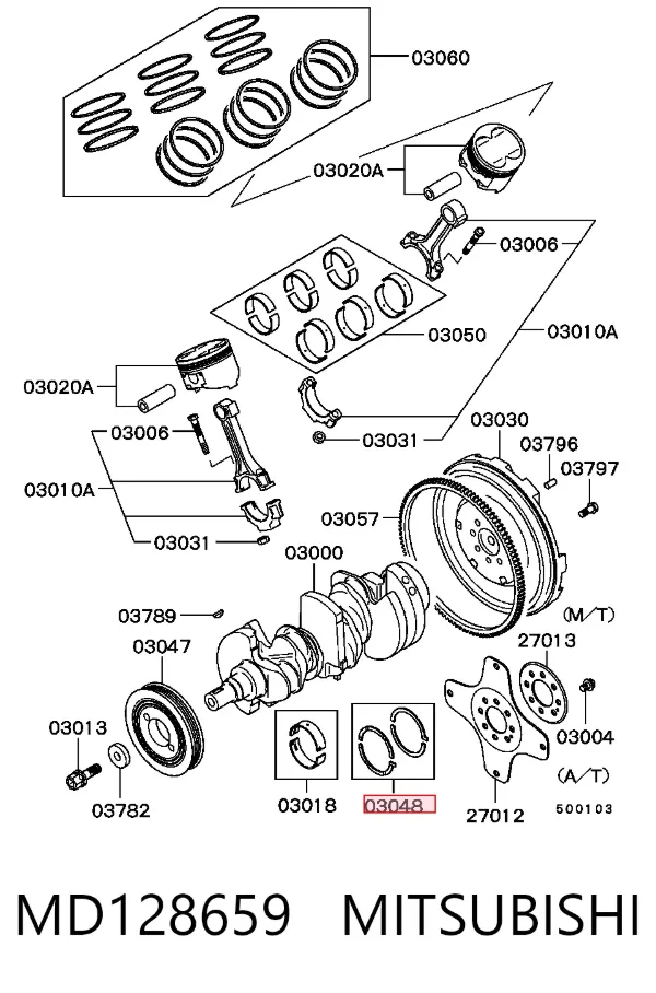 Півкільце підпірне (розбігу) колінвалу MD128659 Mitsubishi