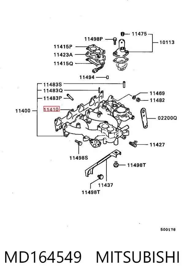 Прокладка впускного колектора MD164549 Mitsubishi
