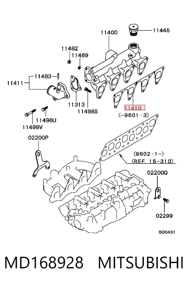 Прокладка впускного колектора MD168928 Mitsubishi