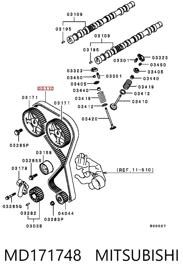 Ремінь ГРМ MD171748 Mitsubishi