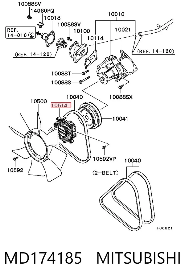 Вискомуфта вентилятора MD174185 Mitsubishi