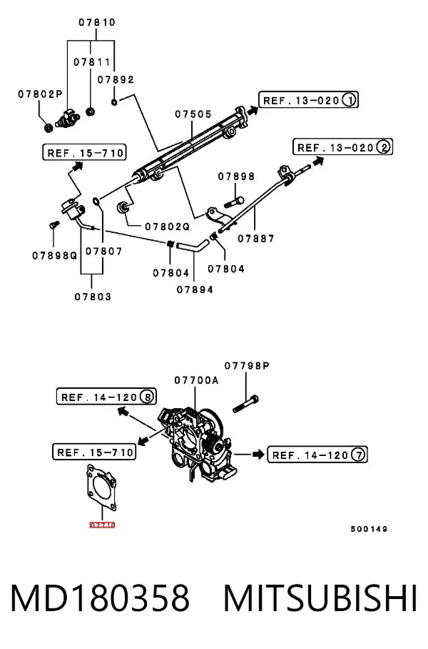Прокладка дросельної заслінки MD180358 Mitsubishi