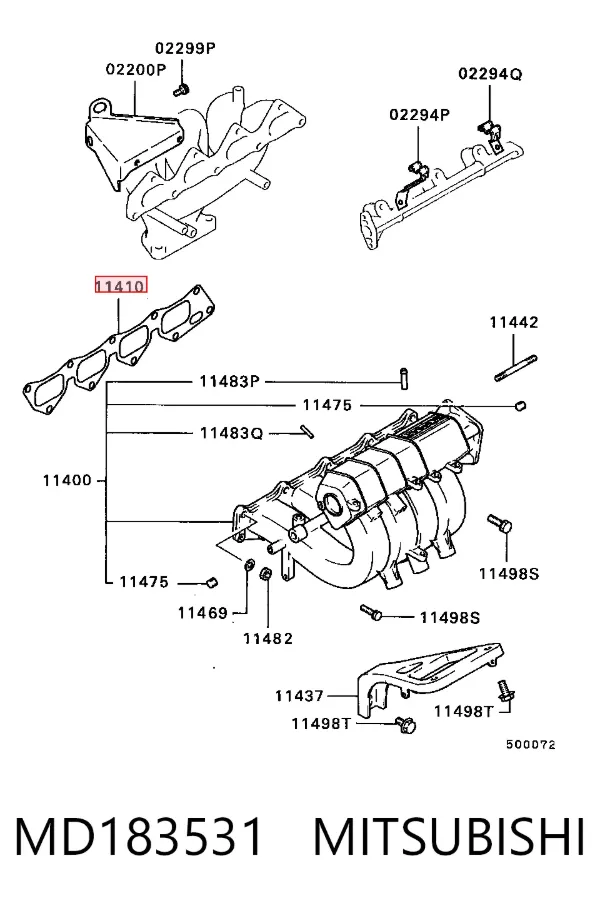 Прокладка впускного колектора MD183531 Mitsubishi