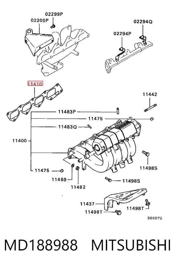 Прокладка впускного колектора MD188988 Mitsubishi