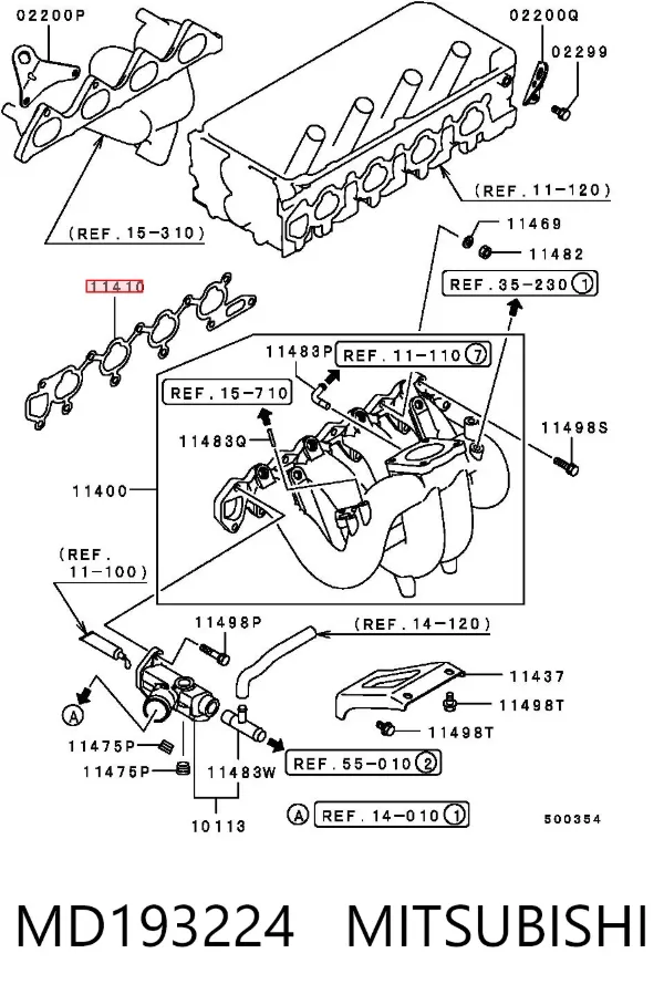 Прокладка впускного колектора MD193224 Mitsubishi