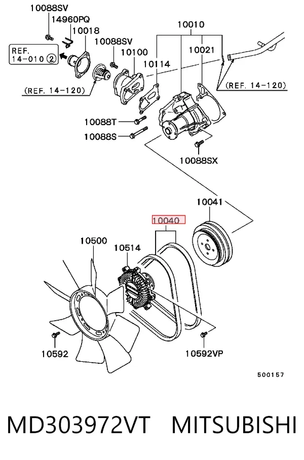 Ремінь генератора MD303972VT Mitsubishi