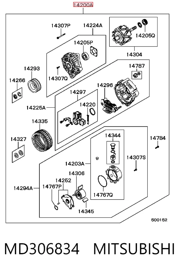 Генератор MD306834 Mitsubishi