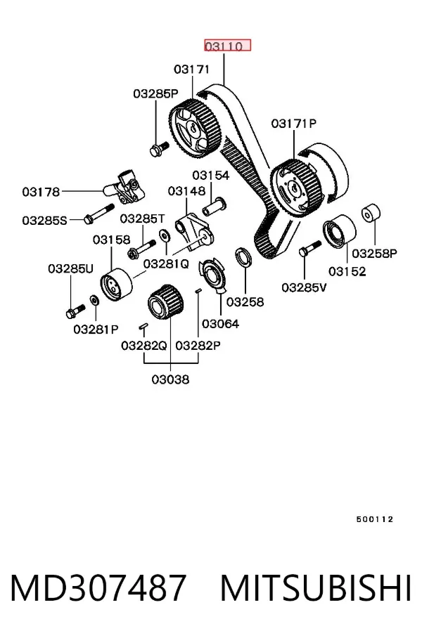 Ремінь ГРМ MD307487 Mitsubishi