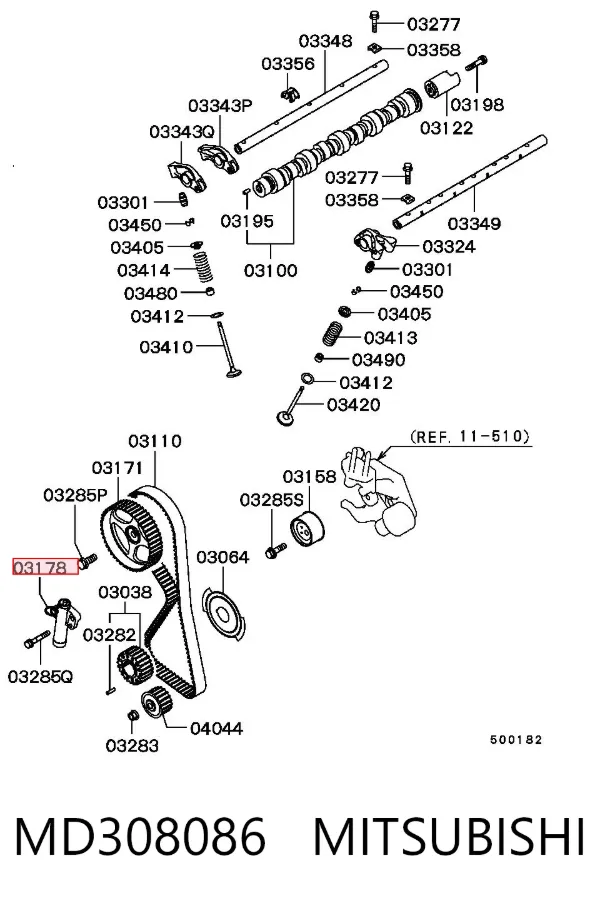 Натягувач ременя ГРМ MD308086 Mitsubishi