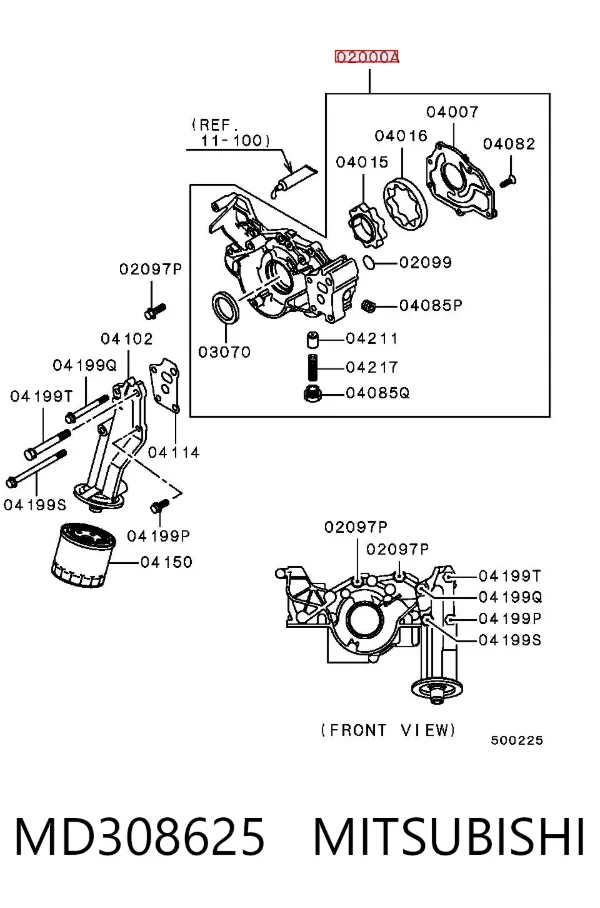 Масляний насос MD308625 Mitsubishi