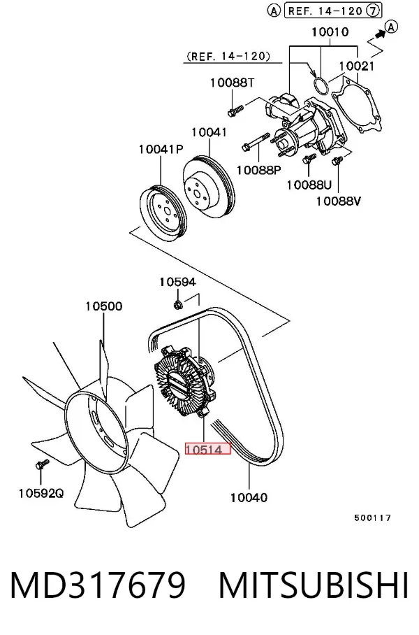 Вискомуфта вентилятора MD317679 Mitsubishi