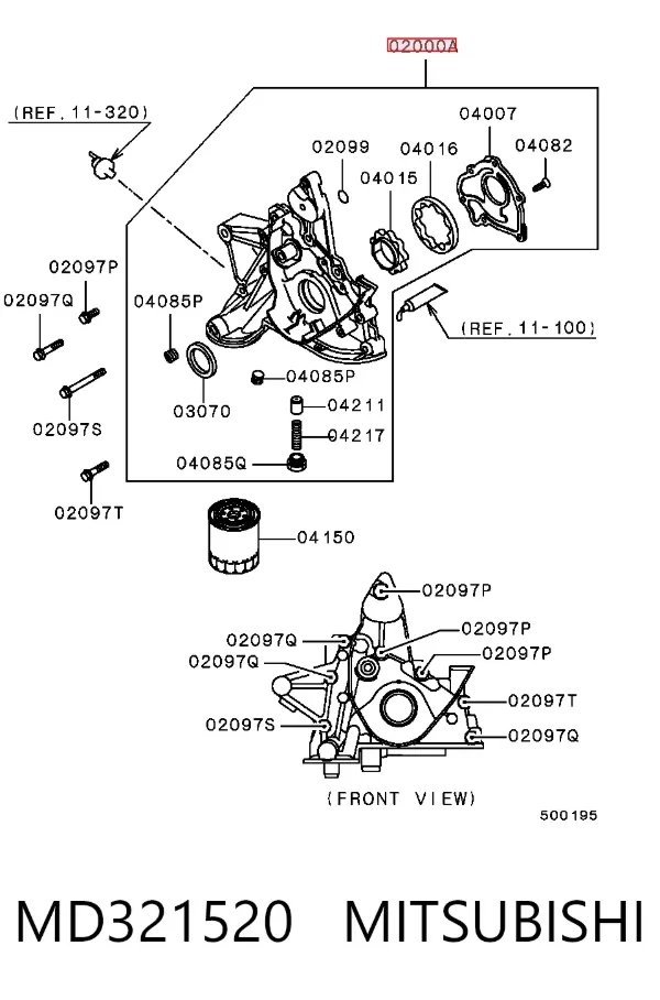 Масляний насос MD321520 Mitsubishi